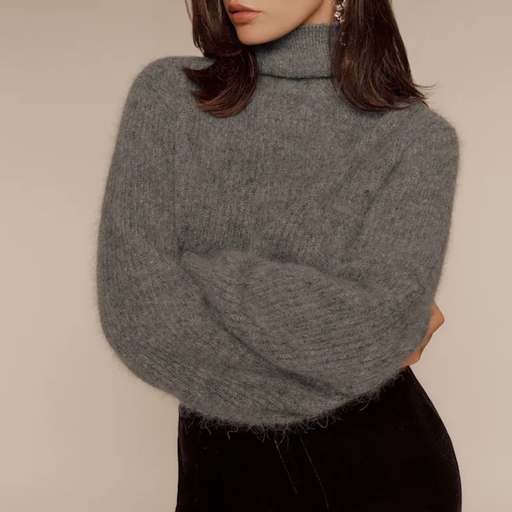 Reformation Cosmia Alpaca Blend Turtleneck Sweater in Thunder 🩶